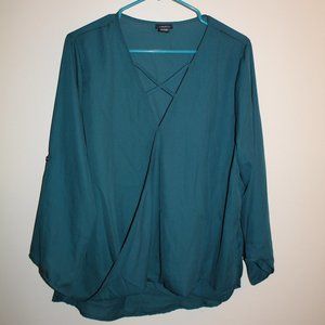 rue21 XL Long Sleeve Green Blouse NWOT